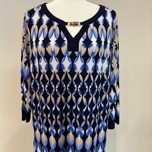 New Allover Print Susan Graver Liquid Knit Large Tunic